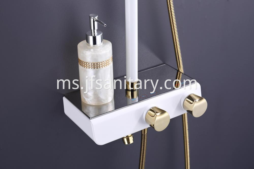 Main Body Of Brass Shower Mixer Set With Shelf Fashion White
